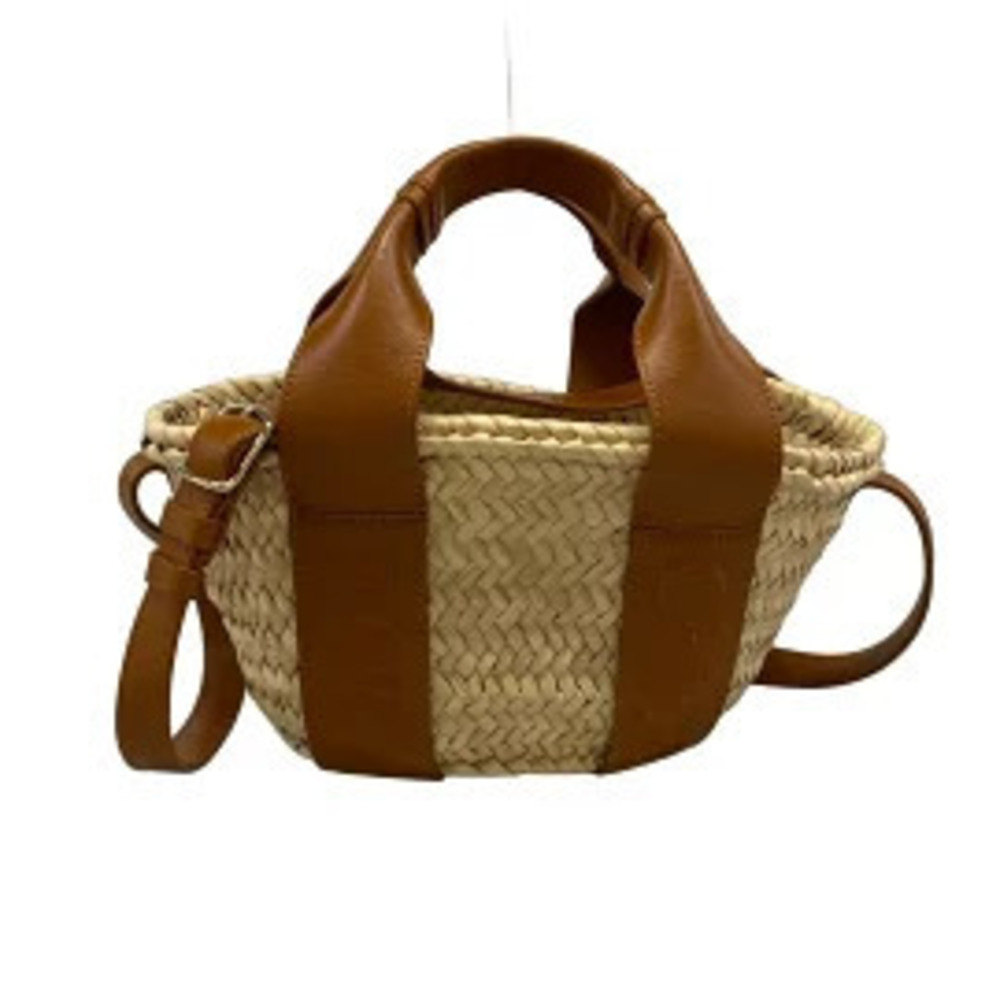 Chloe Senses Basket Tote Bag Beige Cream x Brown Leather